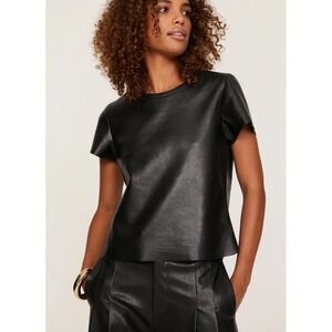 New $350 AS by DF Recycled Leather Blend New Guard Tee Black Goth S Biker Luxury